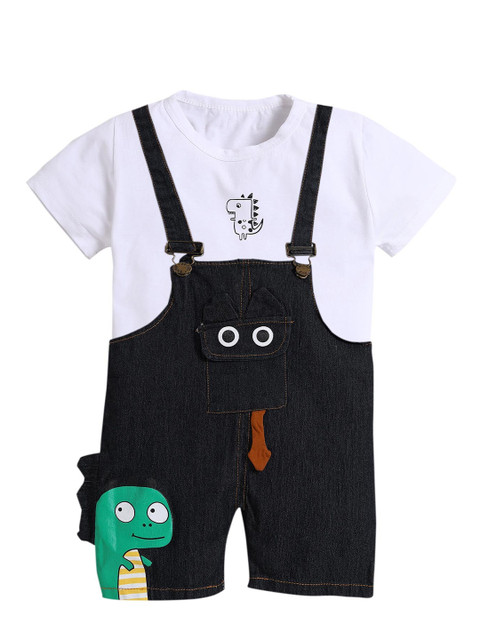 

Hopscotch Boys Black & White Printed T-shirt with Shorts