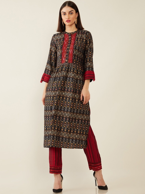 

Soch Women Brown Printed Kurta with Trousers