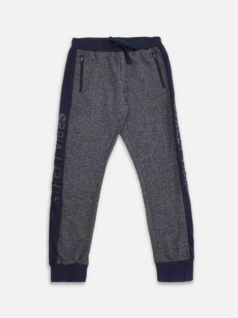 

Pantaloons Junior Boys Grey & Black Solid Pure Cotton Joggers
