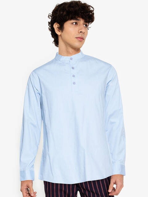 

ZALORA BASICS Men Blue Pure Cotton Casual Shirt