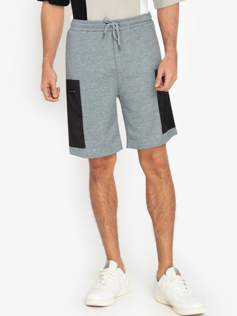 

ZALORA BASICS Men Grey Melange Colourblocked Chino Shorts