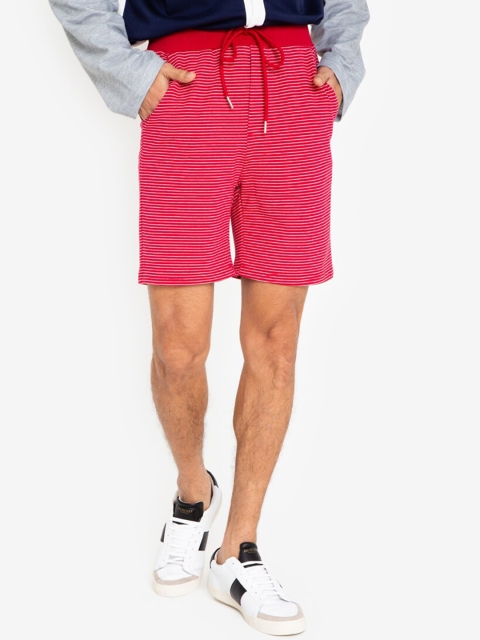 

ZALORA BASICS Men Red Striped Contrast Waist Shorts