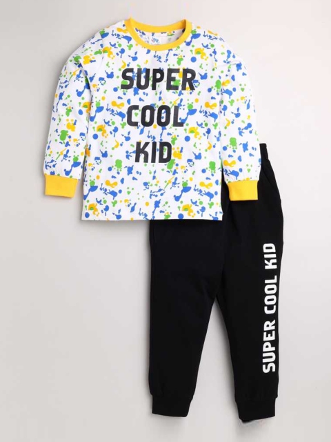 

Dear to Dad Boys White & Black Printed Nightdress