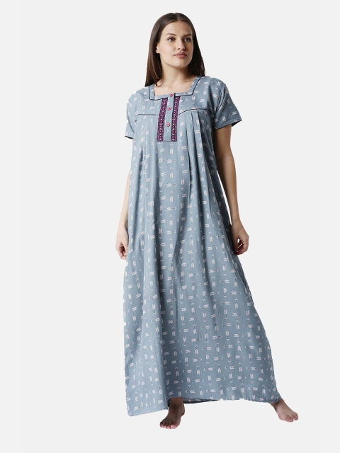 

Charak Grey Printed Maxi Nightdress