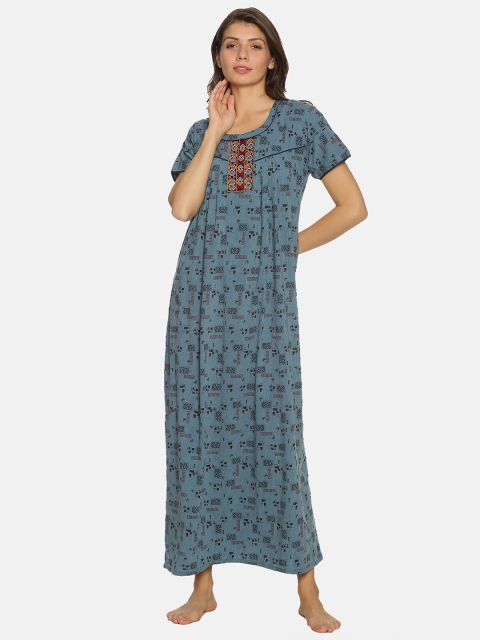 

Charak Grey Printed Maxi Nightdress