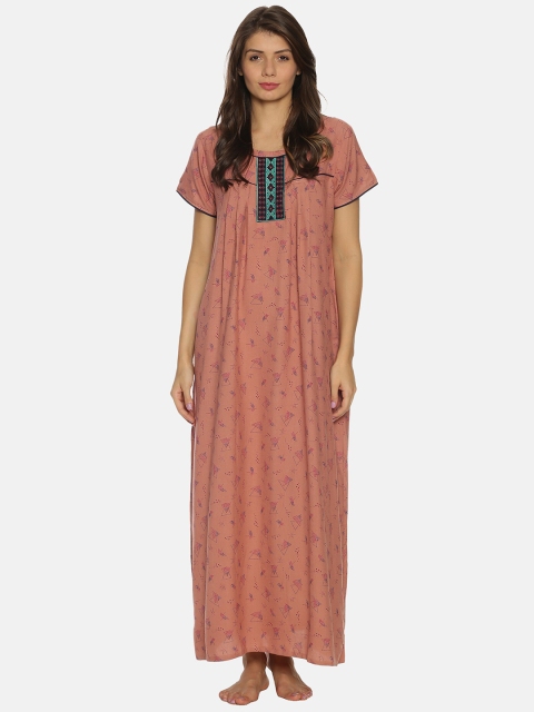 

Charak Pink Printed Maxi Nightdress