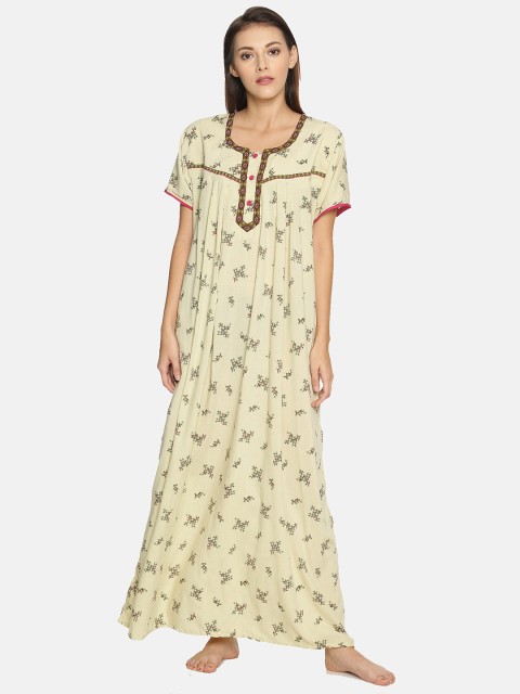 

Charak Green Printed Maxi Nightdress