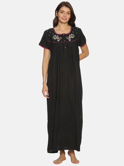 

Charak Woman Black Printed Maxi Nightdress