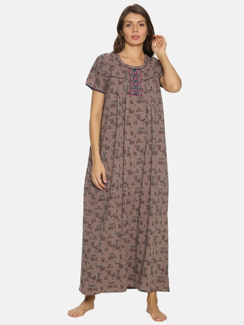 

Charak Brown Printed Maxi Nightdress