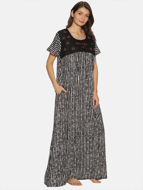 

Charak Women Black Printed Rayon Nightdress