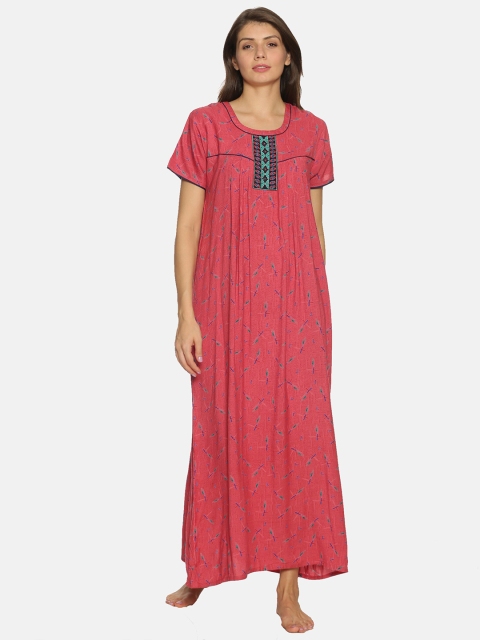 

Charak Women Pink & Blue Printed Nightress