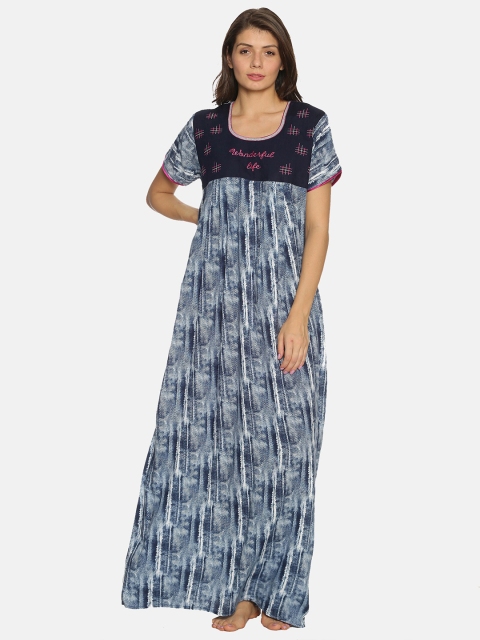 

Charak Blue Printed Maxi Nightdress