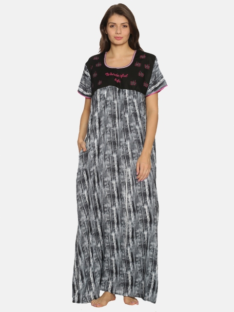 

Charak Grey Printed Maxi Nightdress