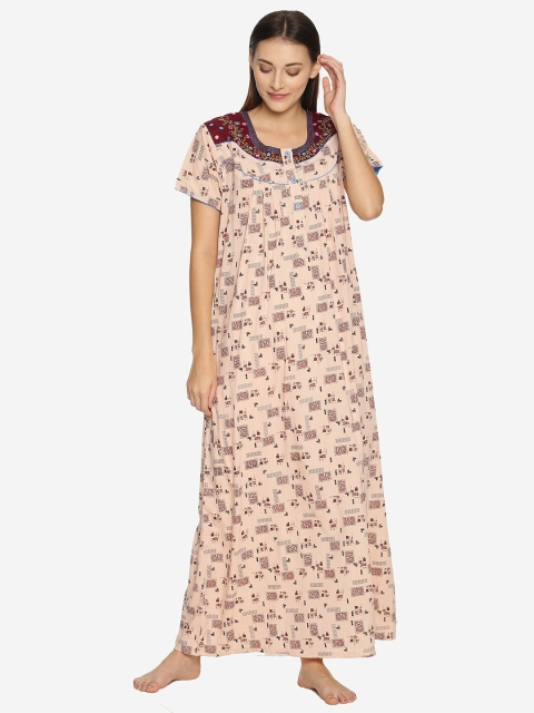 

Charak Pink Printed Maxi Nightdress