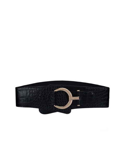 

Kazo Women Black Textured D-Shaped Buckle Belt