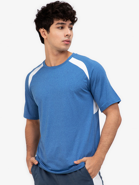 

ZALORA ACTIVE Men Blue Cross Body Shoulder Panelling T-shirt