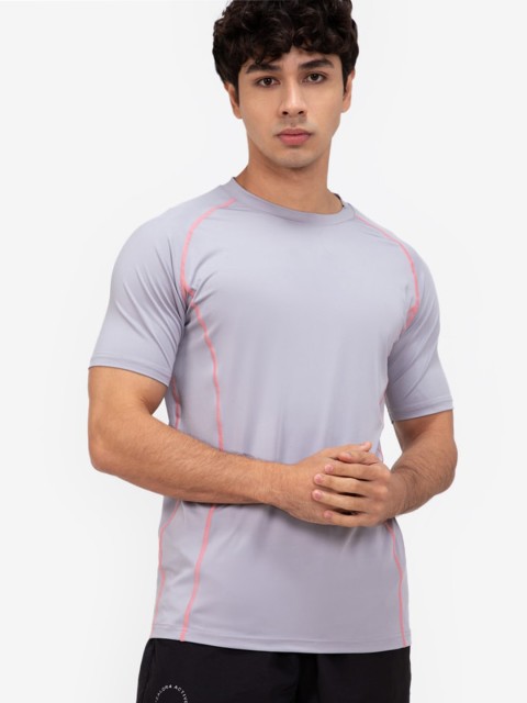 

ZALORA ACTIVE Men Grey & Pink Contrast Stitch T-shirt
