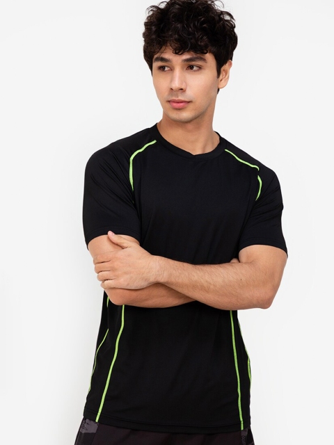 

ZALORA ACTIVE Men Black Solid Regular Fit T Shirt