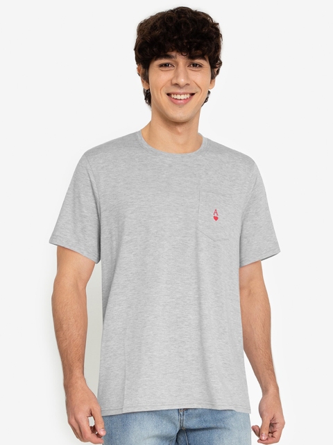 

ZALORA BASICS Men Grey Pockets T-shirt
