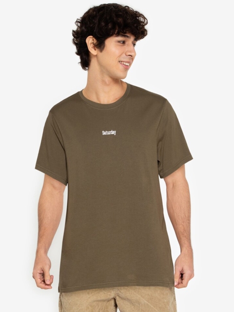 

ZALORA BASICS Men Green Solid Regular Fit T Shirt