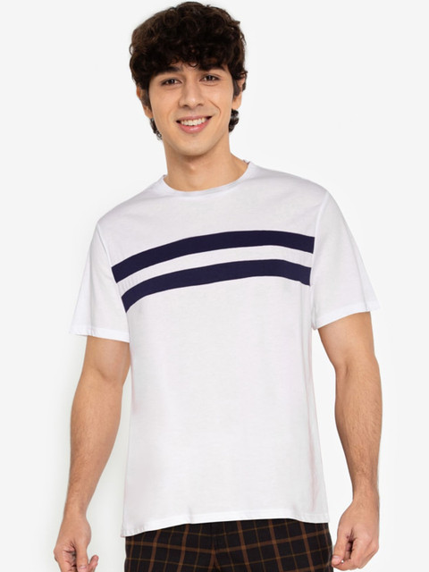 

ZALORA BASICS Men White & Black Colourblocked T-shirt