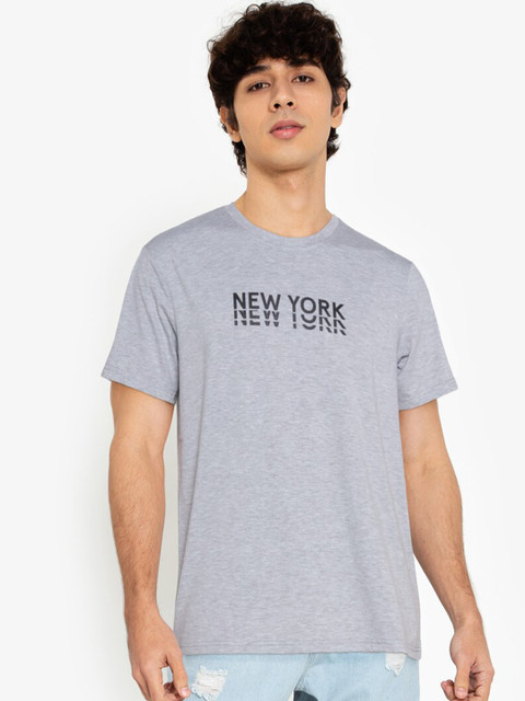 

ZALORA BASICS Men Grey Typography Printed T-shirt