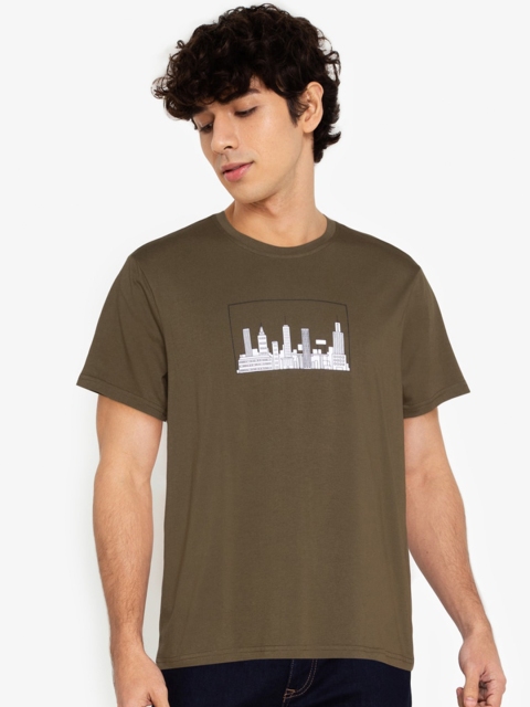 

ZALORA BASICS Men Green Printed T-shirt