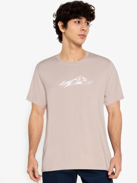 

ZALORA BASICS Men Beige Printed T-shirt