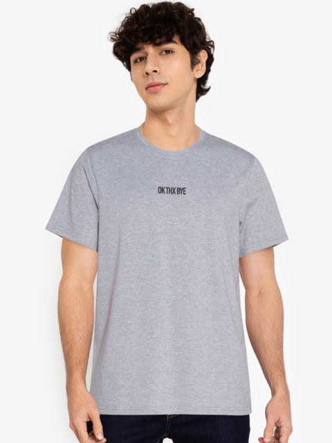 

ZALORA BASICS Men Grey Typography Printed T-shirt