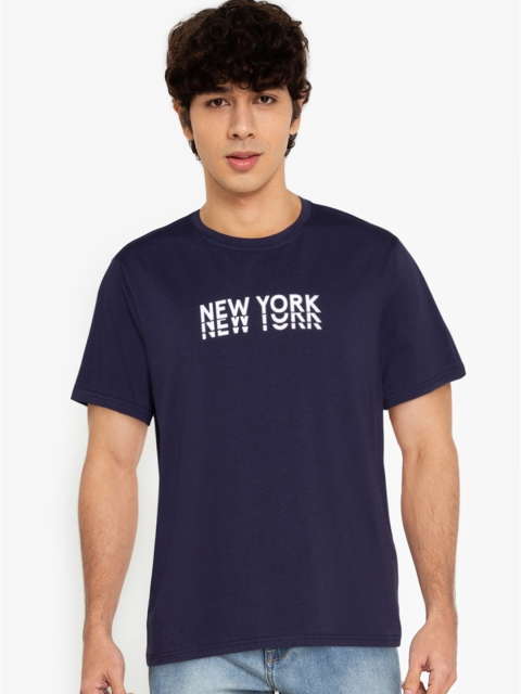 

ZALORA BASICS Men Navy Blue New York Printed T-shirt