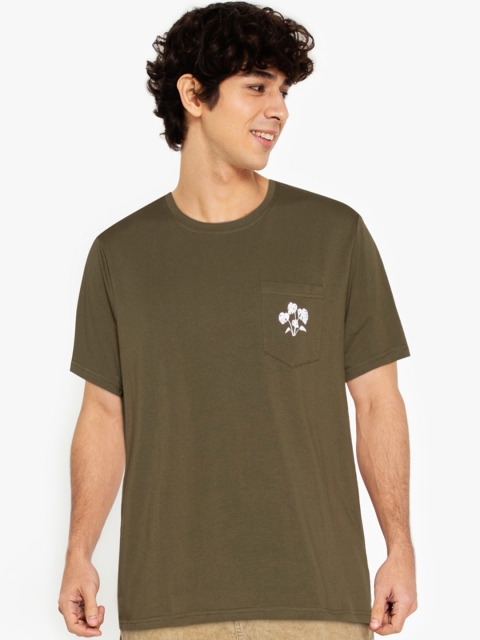 

ZALORA BASICS Men Olive Green Pockets T-shirt