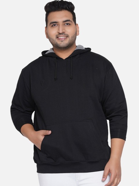 

Santonio Men Black Hooded Cotton Plus Size Sweatshirt