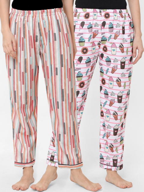 

FashionRack Women Pack of 2 Printed Cotton Lounge Pants, Multi