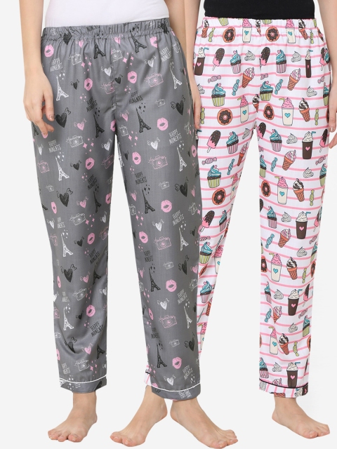 

FashionRack Women Pack Of 2 Printed Pajamas, Grey