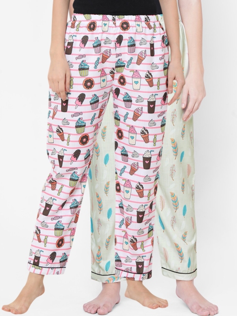 

FashionRack Women Set of 2 Multi Printed Lounge Pants