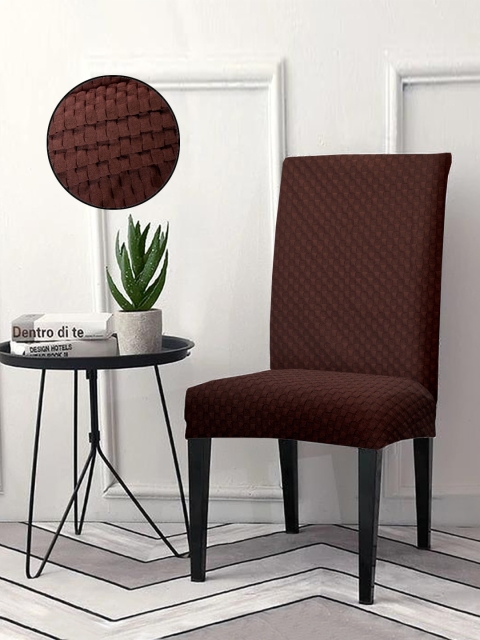 

Cortina Maroon Self Design Removable Chair Slip Cover