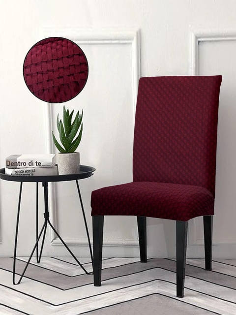 

Cortina Maroon Self Design Removable Chair Slip Cover