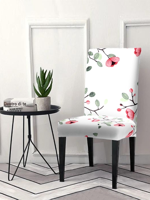 

Cortina Unisex White & Red Floral Printed Chair Cover