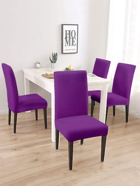 

Cortina Set Of 4 Brown Solid Chair Covers, Purple