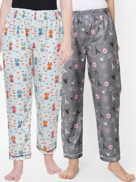 

FashionRack Pack Of 2 Women Printed Lounge Pants, White
