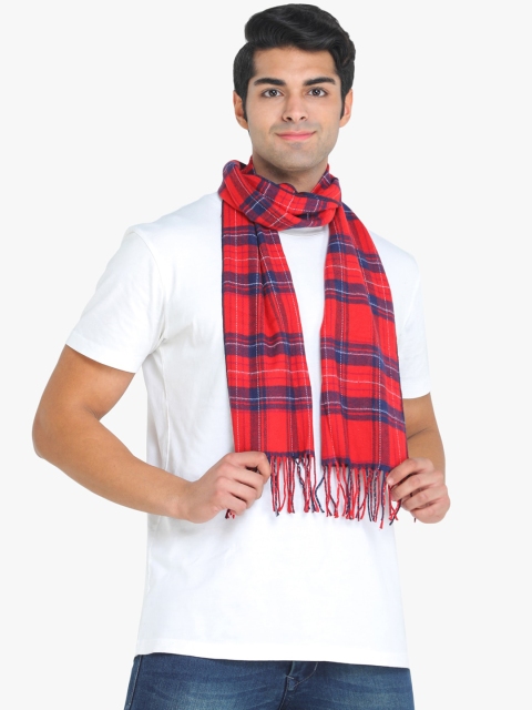 

ELLIS Men Red & Blue Checked Muffler