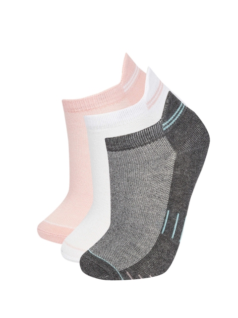 

DeFacto Girls Pack of 3 Solid Ankle-Length Socks, Charcoal