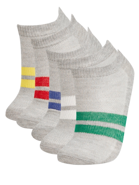 

DeFacto Boys Pack of 5 Striped Ankle-Length Socks, Grey melange