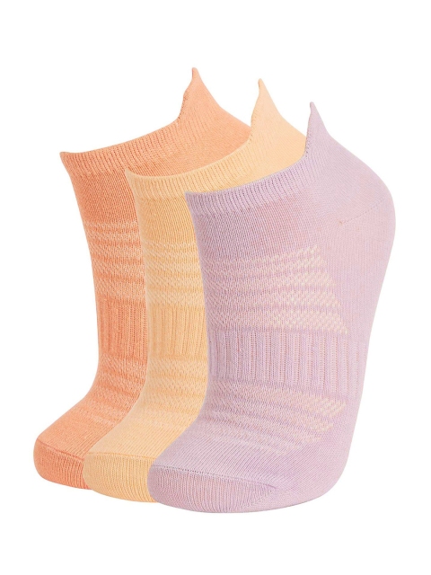 

DeFacto Girls Pack of 3 Geometric Patterned Ankle Length Socks, Orange