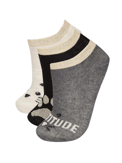 

DeFacto Girls Pack of 3 Ankle-Length Socks, Black