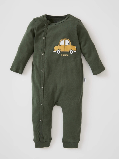 

DeFacto Infant Boys Olive Green Cotton Car Print Rompers