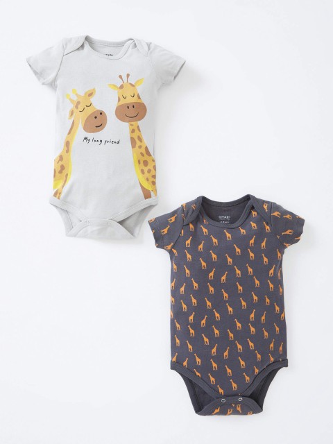 

DeFacto Infant Boys Pack of 2 Printed Cotton Bodysuits, Charcoal