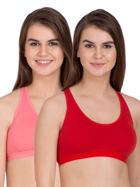 

Tweens Pack of 2 Full-Coverage Sports Bras TW276, Coral