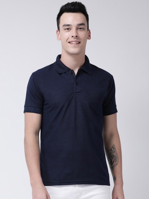 

GRACIT Men Navy Blue Solid Polo Collar T-shirt
