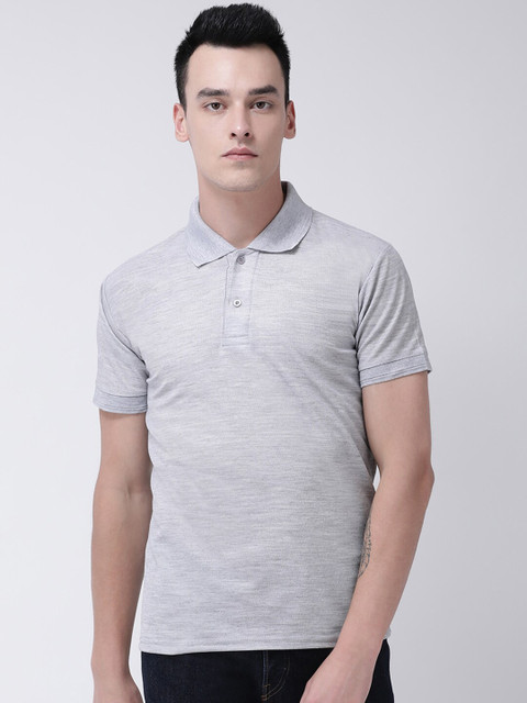 

GRACIT Men Grey Solid Polo Collar T-shirt